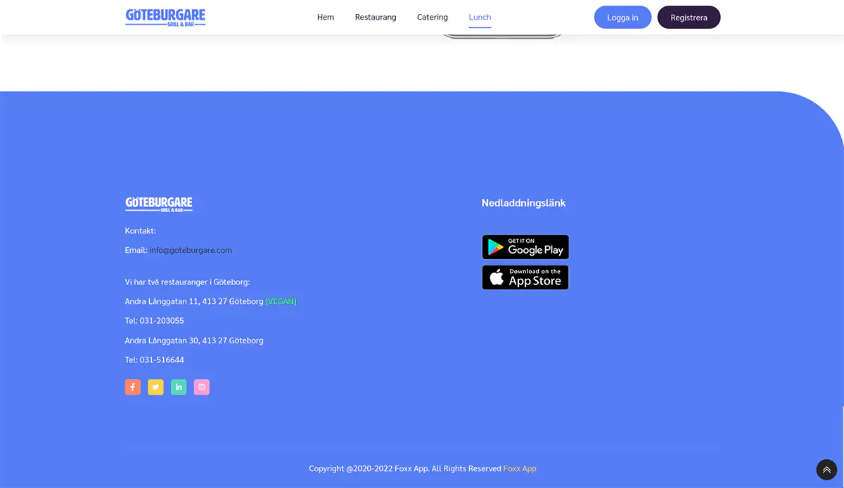 نمونه کار وب سایت رستوران گوتنبرگ